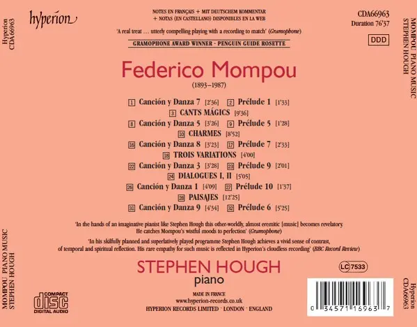 Piano Music | Federico Mompou, Stephen Hough