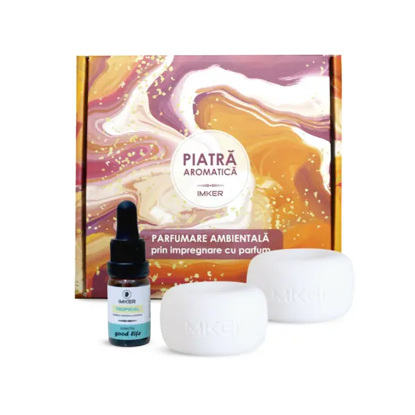 Piatra aromatica IMKER set 2 buc (parfum inclus) - Difuzor pasiv de parfum pentru aromaterapie și parfumare ambientală a baii si spatiilor mici Alb