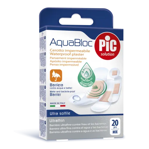 Pic plasturi Aquabloc mix 4 dimensiuni cu solutie antibacteriana, 20 buc. Zephyr Labs