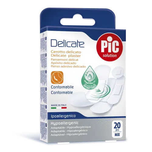 Pic plasturi Delicate piele sensibila mix 4 dimensiuni cu solutie antibacteriana 20 buc. Zephyr Labs