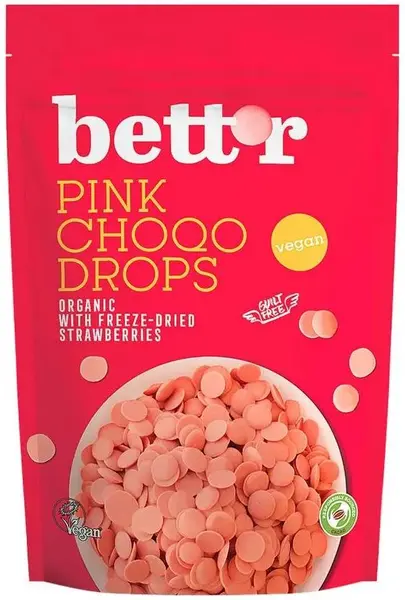 Picături de ciocolată roz, 200 g, Bett'r