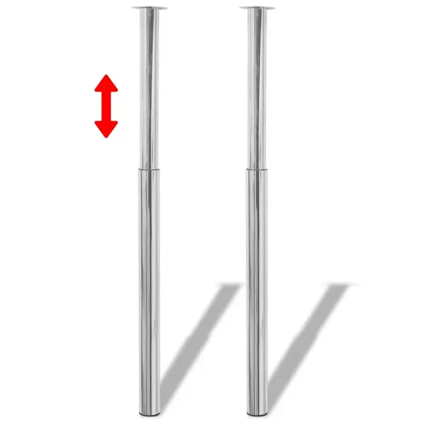 Picioare telescopice de masa cromate, 2 buc., 710 mm-1100 mm