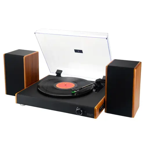 Pick-up Adler AD1915, 3 viteze, 7, 10, 12 inch, Bluetooth, salvare pe stick, 2x5W (Negru/Maro)