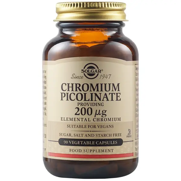 Picolinat de crom 200 mcg, 90 capsule vegetale, Solgar