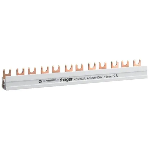 Pieptene (Busbar) 2P tip furca 12 module 10mmp 63A Hager KDN263A