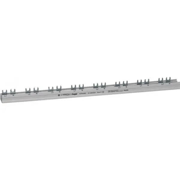 Pieptene (busbar) 3P+N, tip furca, 24 module, 80A Hager KDN463BZ
