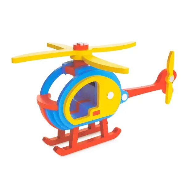 Piese din Lemn pentru Asamblare - 29 Piese - Elicopter - Nurio