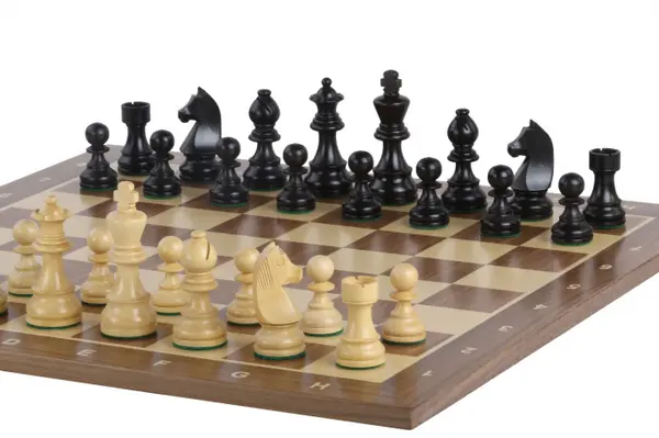 Piese sah Staunton 6 German Clasic cu tabla de sah nuc