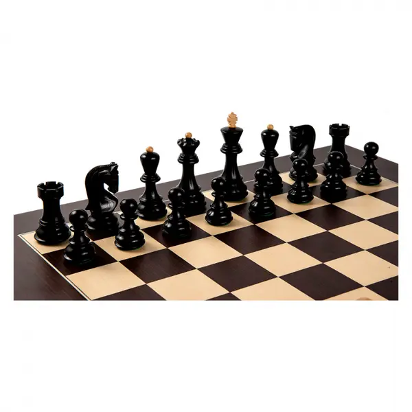 Piese sah Staunton 7 Zagreb Black cu tabla de sah Barcelona Deluxe