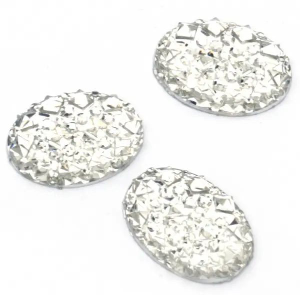 Pietricele acrilice pentru lipire Em art - Formă ovală cu relief, 10 x 14 mm (20 buc.)