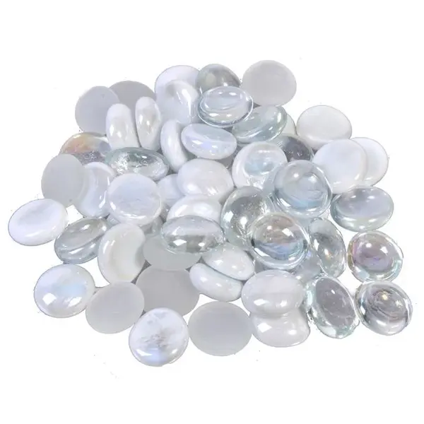 Pietricele decorative din sticla,transparente alb stralucitoare,340 g