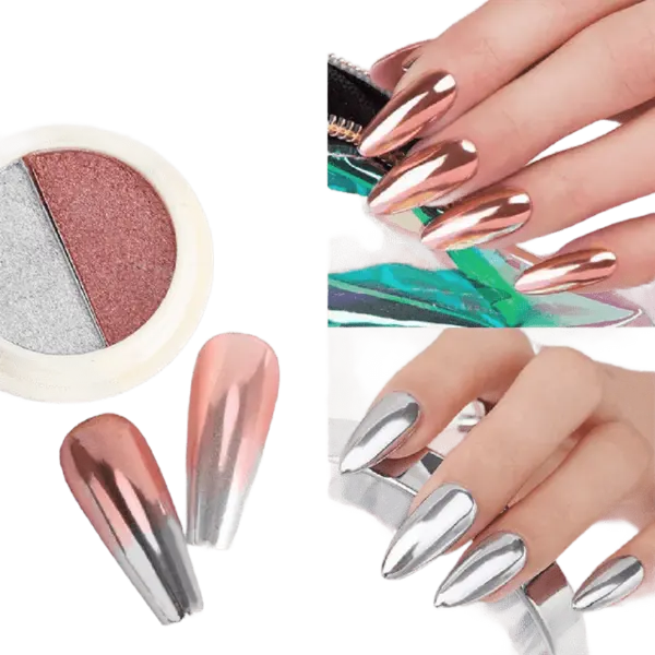 Pigment Efect Oglindă 2 Culori Rose Gold & Silver – Chrome Dual Profesional