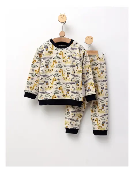 Pijama bbc ML, Animalute Safari, crem-gri