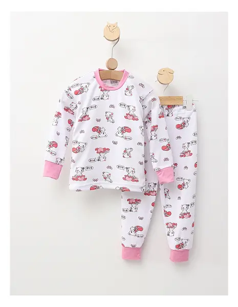 Pijama bbc ML Romania Love U alb-rosu