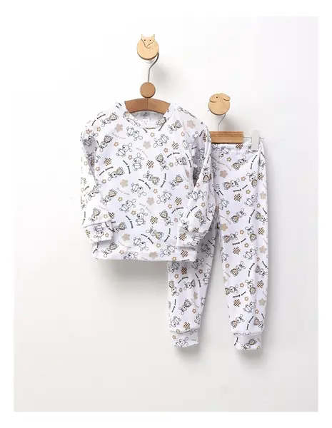 Pijama bbc ML Romania, Sweet Friends, alb-crem