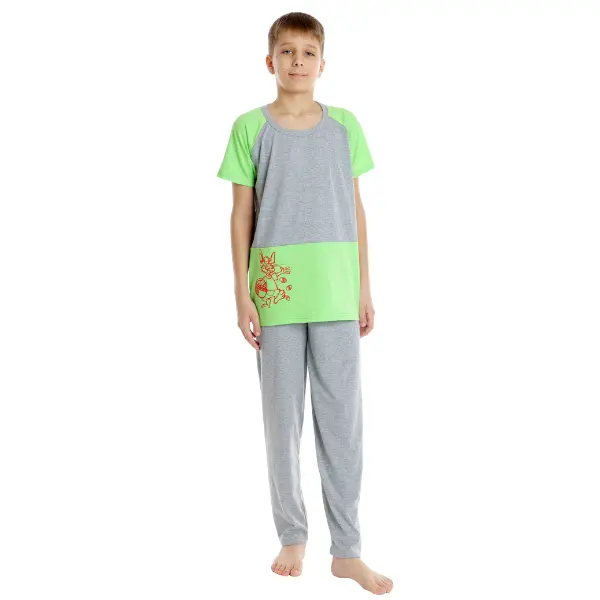 Pijama copii (baieti) AP2521 gri/vernil, Andana | marimea 32 (5/6 ani)