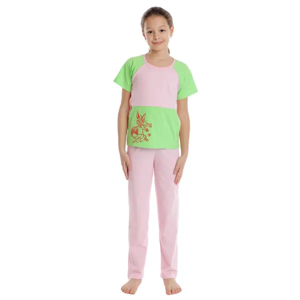 Pijama copii (fete) AP2520 roz/vernil, Andana | marimea 34 (7/8 ani)