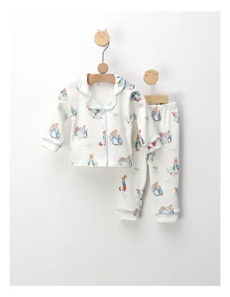 Pijama Familia Iepurasilor, alb-albastru