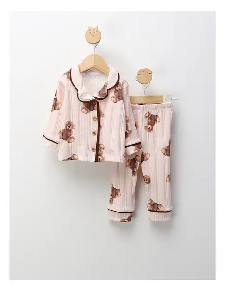 Pijama imprimata Teddy, roz