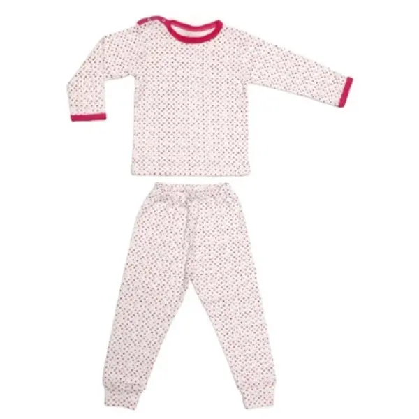 Pijama maneca lunga RB11 alb/bulinute colorate, Rombaby | 2/3 ani