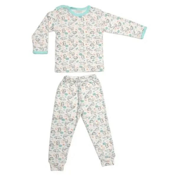 Pijama maneca lunga RB11 alb/dinozauri, Rombaby | 3/4 ani