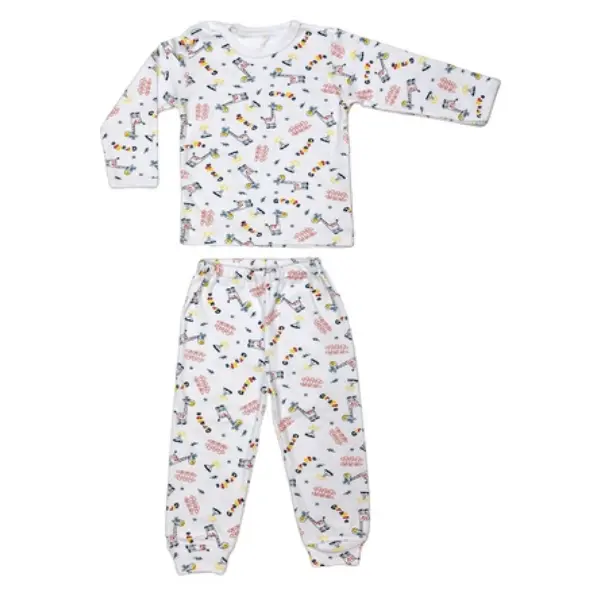 Pijama maneca lunga RB11 alb/imprimeu girafe, Rombaby | 1/2 ani