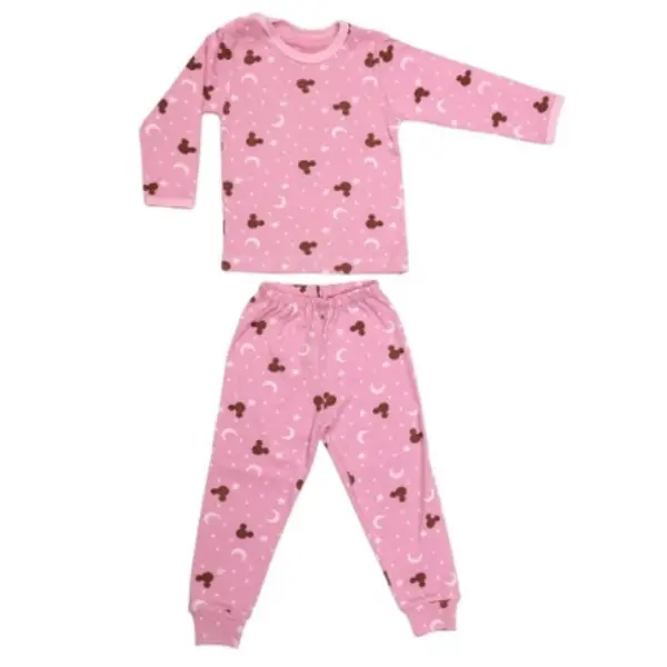 Pijama maneca lunga RB11 roz quartz/imprimeu, Rombaby | 2/3 ani