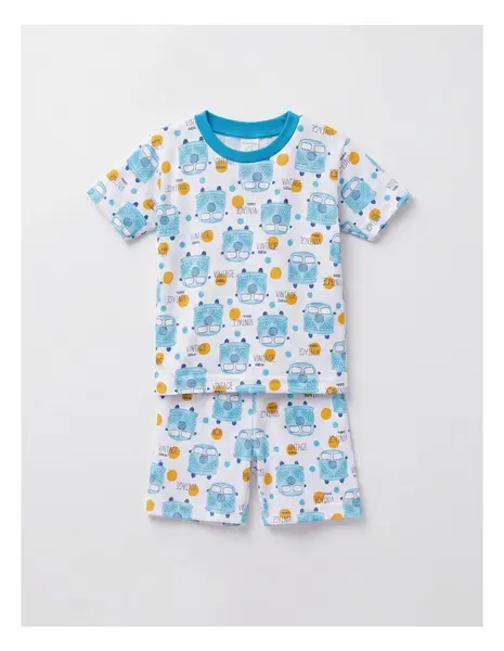 Pijama MS imprimata Vintage Car, cu albastru