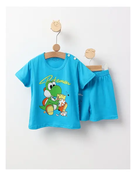 Pijama MS, Pokemon, cu turcoaz