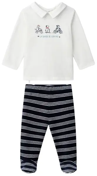 Pijama pentru bebeluși Sergent Major - Cu broderie, cățeluș, 18 m