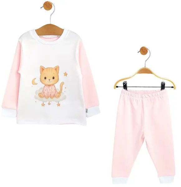 Pijamale cu mânecă lungă pentru copii Rainy - Cat, roz, 104 cm, 3-4 ani