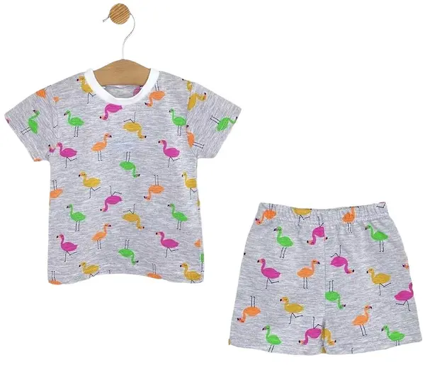 Pijamale pentru bebeluși cu mâneci scurte Rainy - Flamingo, 74 cm, 6-9 luni