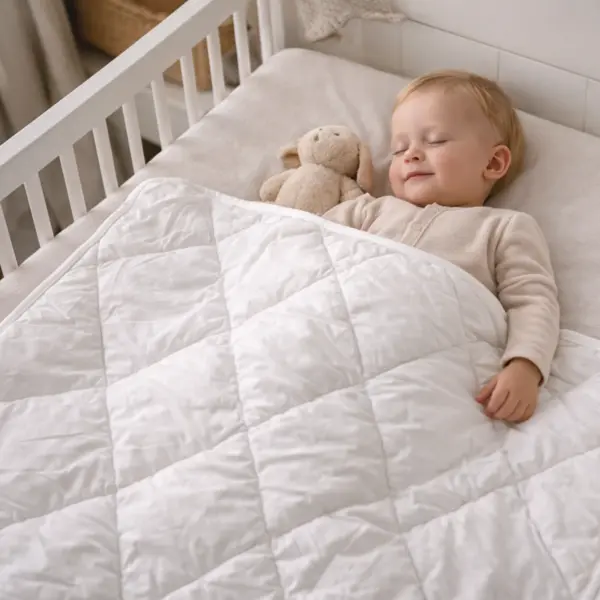 Pilota Bebe Lana Merino 100% LanaWool 80x120 cm 800 g mp Exterior Bumbac OekoTex Clasa 1, Iarna, Alb Alb, 80x120 cm