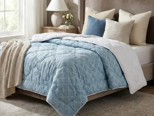 Pilota Duo Comfort Azure 180 200, Somnart, matlasata, umplutura medie-groasa 300 gr mp, pentru primavara - toamna