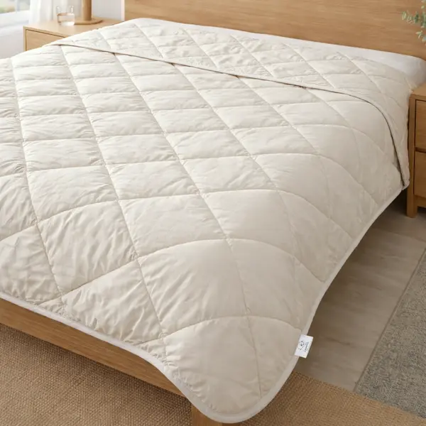 Pilota Lana Merino 100% LanaWool 140x210 cm Subtire 500 g mp Exterior Bumbac OekoTex Clasa 1, Vara, Crem - LANAWOOL Crem, 140x210 cm, 2 (1-6)