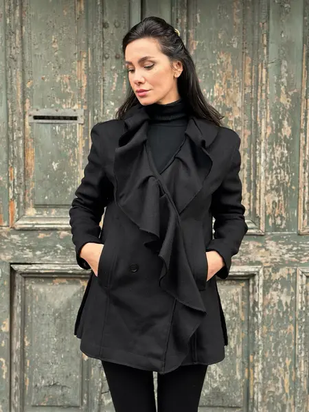 PINKO - Palton Lână Negru Scurt - 42 IT
