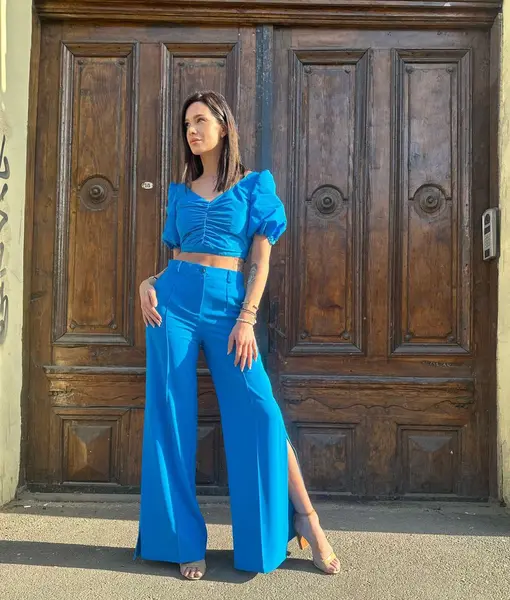 PINKO - Pantaloni Albastri Fluizi - 42 IT