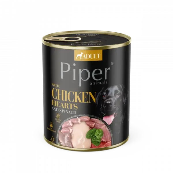 Piper adult, Hrana umeda, Inimi de pui si spanac 800 g