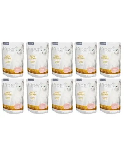 PIPER Animals Adult Cat 10x100 g hrana umeda pentru pisici, cu pui