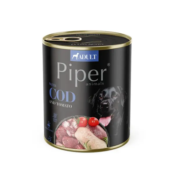 PIPER Animals, XS-XL, Cod, conservă hrană umedă fără cereale câini, (în aspic), 800g