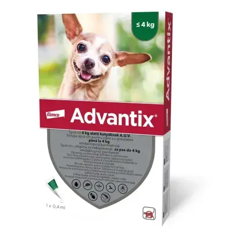 Pipeta antiparazitara Advantix pentru caini , 4 kg ( 1 pipeta )