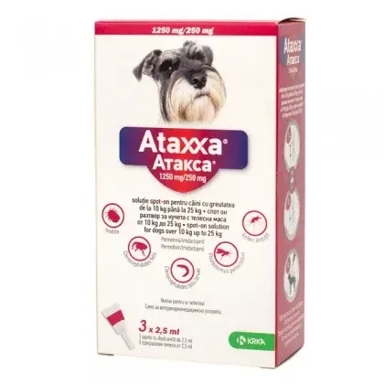 Pipeta antiparazitara pentru caini 10-25 kg Ataxxa ( 3 pipete )