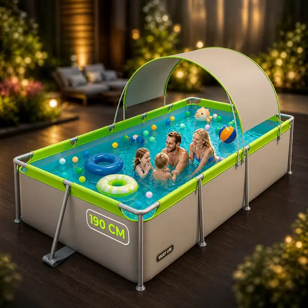 Piscină Cadru Metalic Timebox, Umbrar UV, 190×130×60cm - Default Title