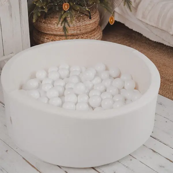 Piscină cu bile, Catifea Albă, 200 de bile, White Christmas, Velvet, TWINDECO