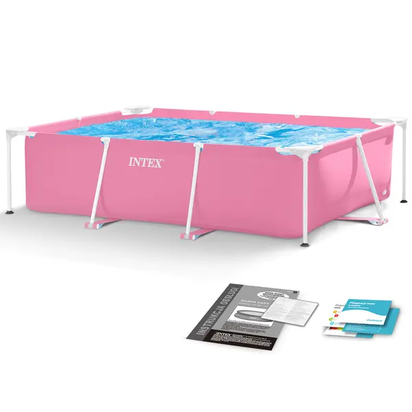 Piscina cu cadru metalic Intex 28266, dreptunghiulara, 220x150x60 cm, roz KID423333, la doar 383,00 lei