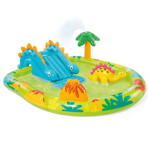 Piscina gonflabila copii Intex 57166 Dino Play Center, tobogan, fantana arteziana KID421810, la doar 164,00 lei