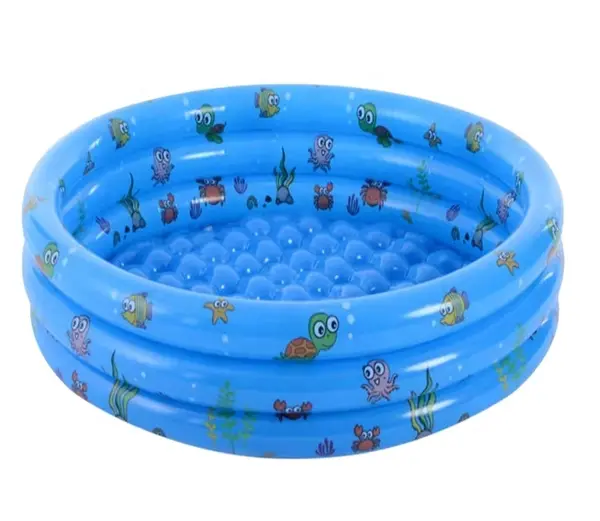 Piscina gonflabila pentru copii cu 3 inele - diametru 100 cm ( Albastra )