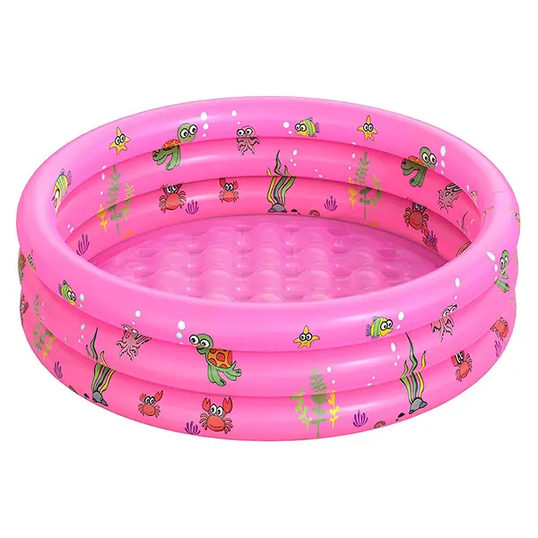 Piscina gonflabila pentru copii cu 3 inele - diametru 100 cm ( Roz )