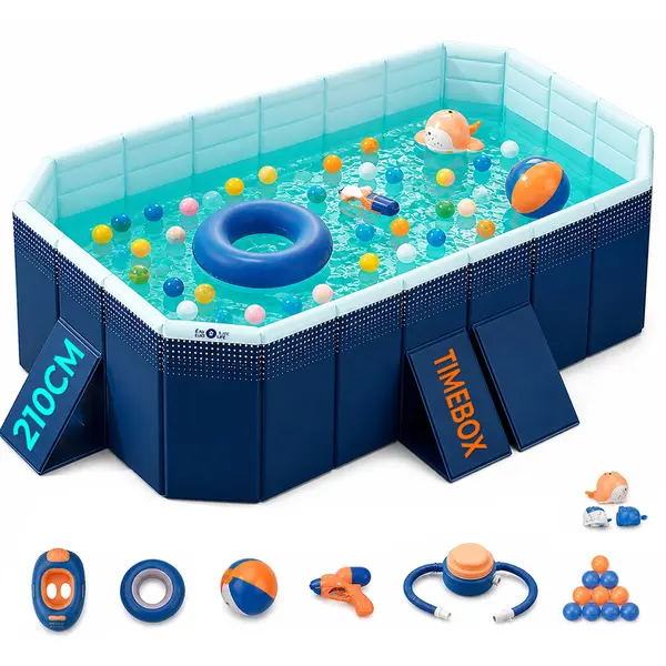 Piscină Pliabila Timebox, 2.1 m, Fără Pompare, Material 5 Straturi, Albastru - Default Title
