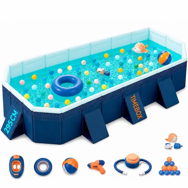 Piscină Pliabila Timebox, 2.95 m, Fără Pompare, Material 5 Straturi, Albastru - Default Title